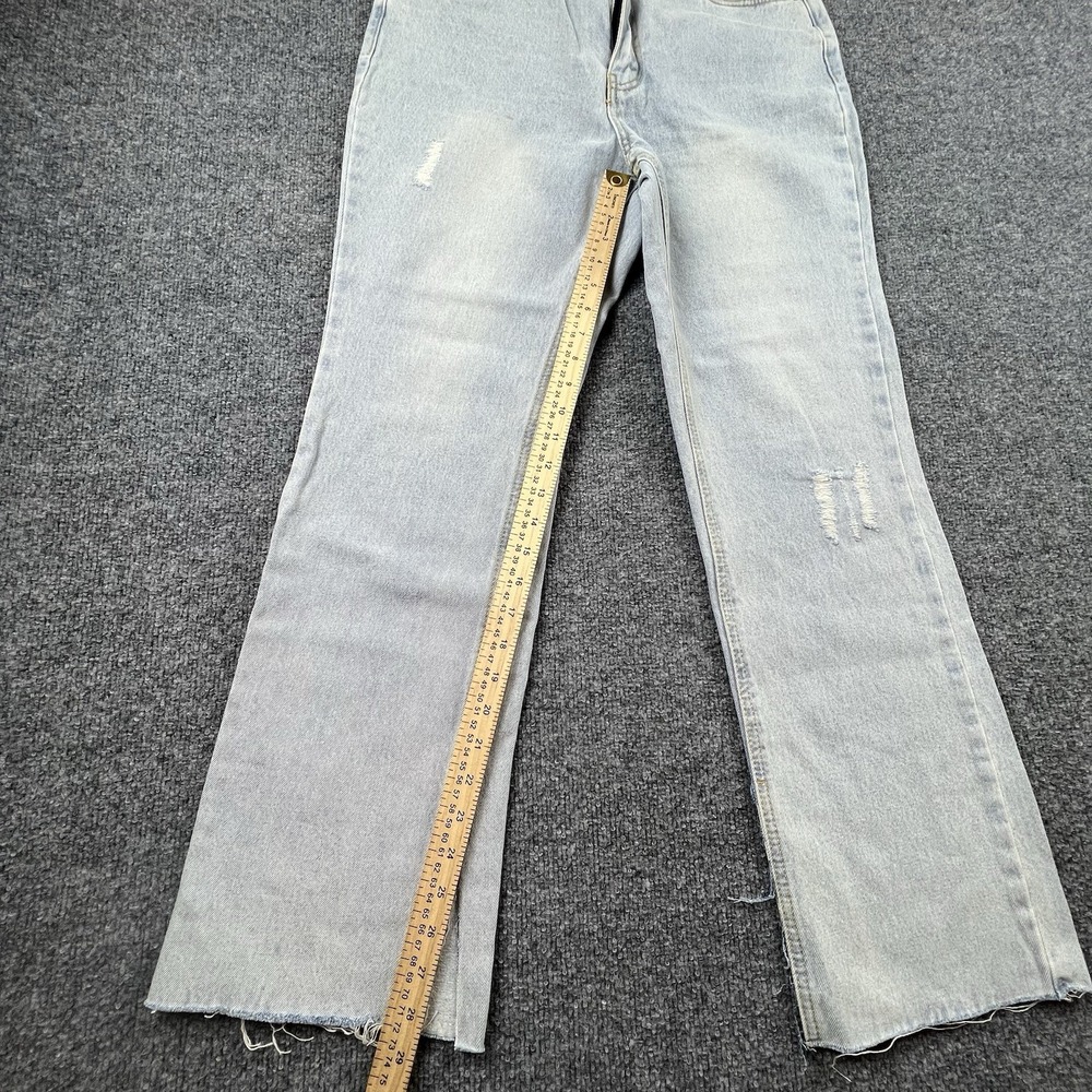 Avec Les Filles Womens Jeans Size 30 Light Wash Distressed Raw Hem Kick Flare - Picture 2 of 8